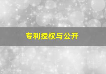 专利授权与公开