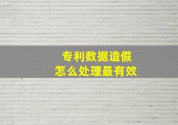 专利数据造假怎么处理最有效