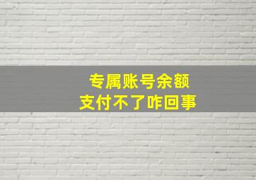 专属账号余额支付不了咋回事