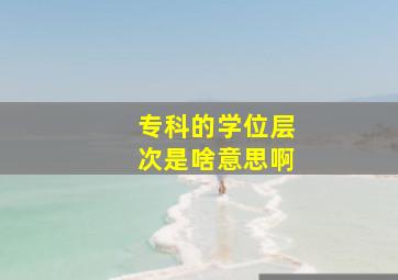 专科的学位层次是啥意思啊