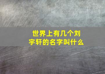 世界上有几个刘宇轩的名字叫什么