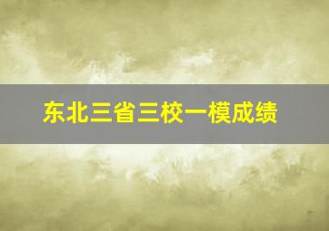 东北三省三校一模成绩