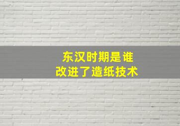 东汉时期是谁改进了造纸技术