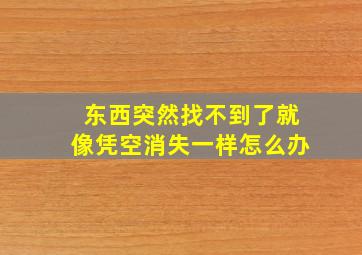 东西突然找不到了就像凭空消失一样怎么办