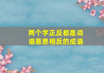 两个字正反都是词语意思相反的成语