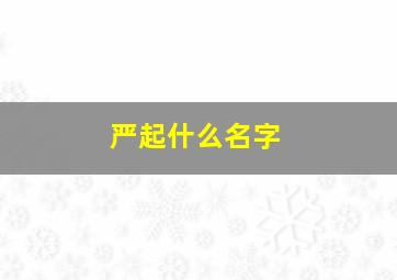 严起什么名字