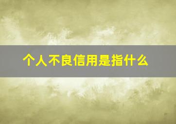 个人不良信用是指什么