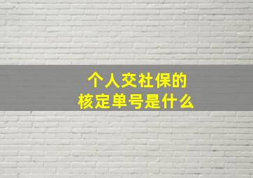 个人交社保的核定单号是什么