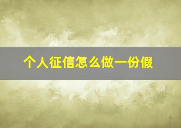 个人征信怎么做一份假