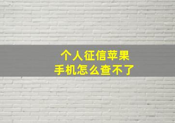 个人征信苹果手机怎么查不了