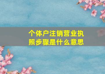 个体户注销营业执照步骤是什么意思