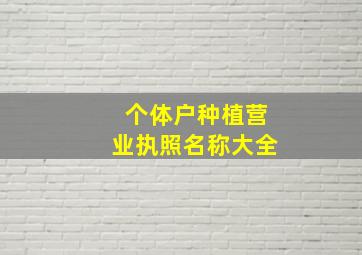 个体户种植营业执照名称大全