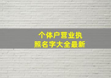 个体户营业执照名字大全最新