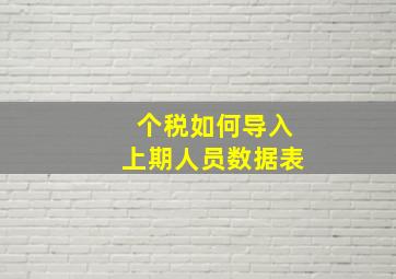 个税如何导入上期人员数据表