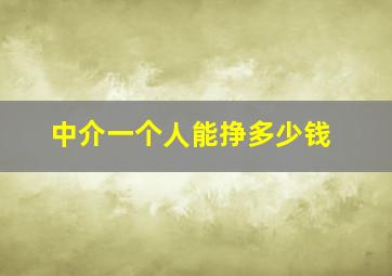 中介一个人能挣多少钱