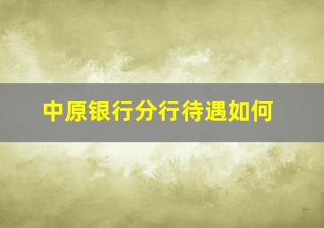 中原银行分行待遇如何