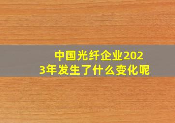 中国光纤企业2023年发生了什么变化呢