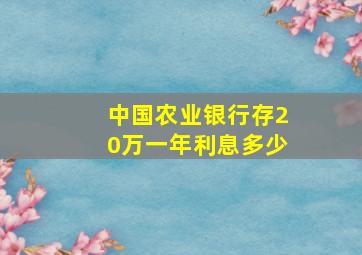 中国农业银行存20万一年利息多少