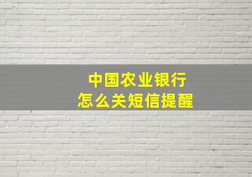 中国农业银行怎么关短信提醒