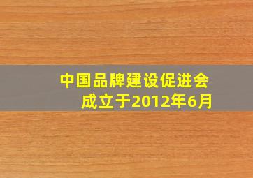 中国品牌建设促进会成立于2012年6月