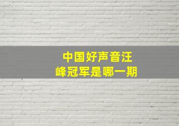 中国好声音汪峰冠军是哪一期