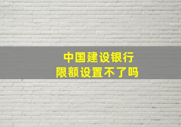 中国建设银行限额设置不了吗