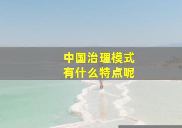 中国治理模式有什么特点呢