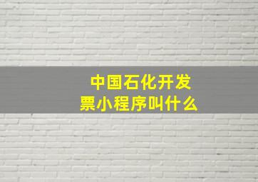 中国石化开发票小程序叫什么