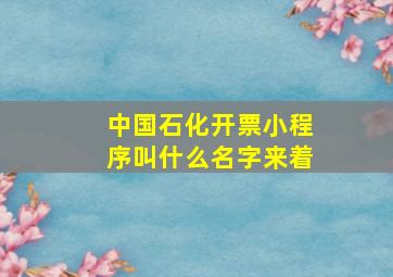 中国石化开票小程序叫什么名字来着