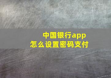 中国银行app怎么设置密码支付