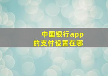 中国银行app的支付设置在哪