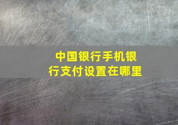 中国银行手机银行支付设置在哪里