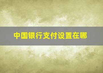 中国银行支付设置在哪