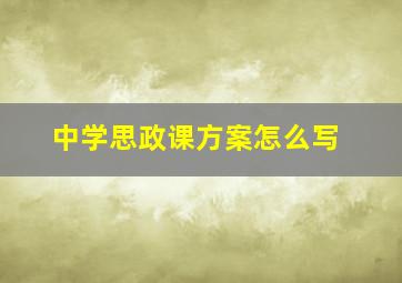 中学思政课方案怎么写