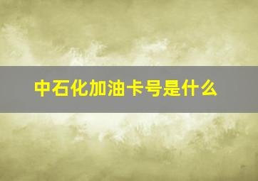 中石化加油卡号是什么