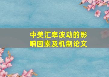 中美汇率波动的影响因素及机制论文