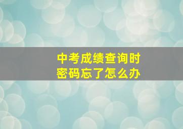 中考成绩查询时密码忘了怎么办