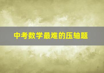 中考数学最难的压轴题