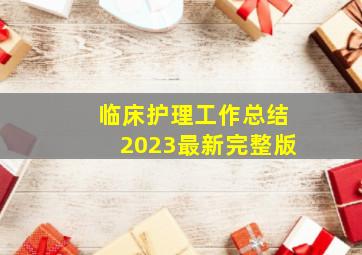 临床护理工作总结2023最新完整版