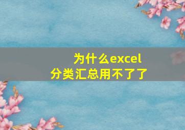 为什么excel分类汇总用不了了