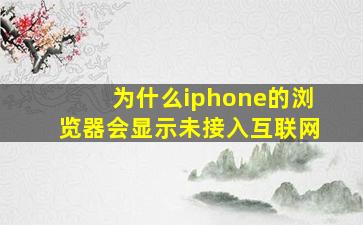 为什么iphone的浏览器会显示未接入互联网