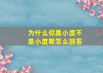 为什么你是小度不是小度呢怎么回答