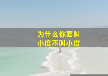 为什么你要叫小度不叫小度