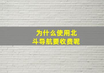 为什么使用北斗导航要收费呢