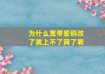 为什么宽带密码改了就上不了网了呢