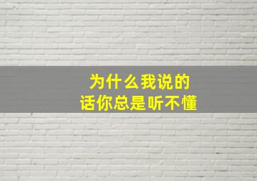 为什么我说的话你总是听不懂