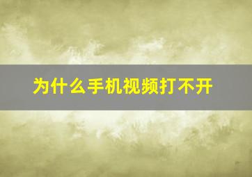 为什么手机视频打不开