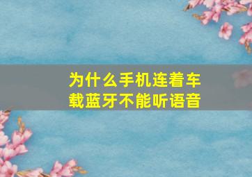 为什么手机连着车载蓝牙不能听语音