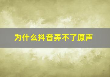 为什么抖音弄不了原声