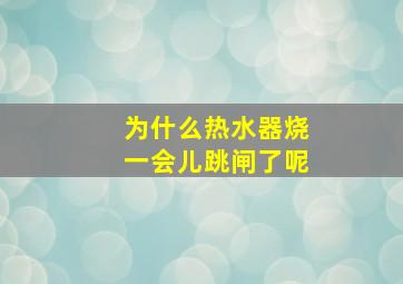 为什么热水器烧一会儿跳闸了呢